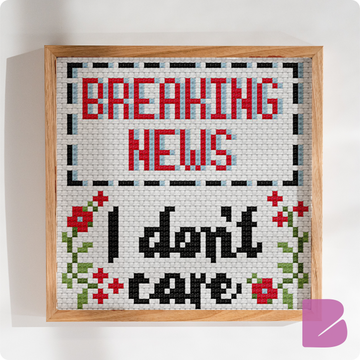 Breaking News: I Don't Care — Cross-Stitch Pattern