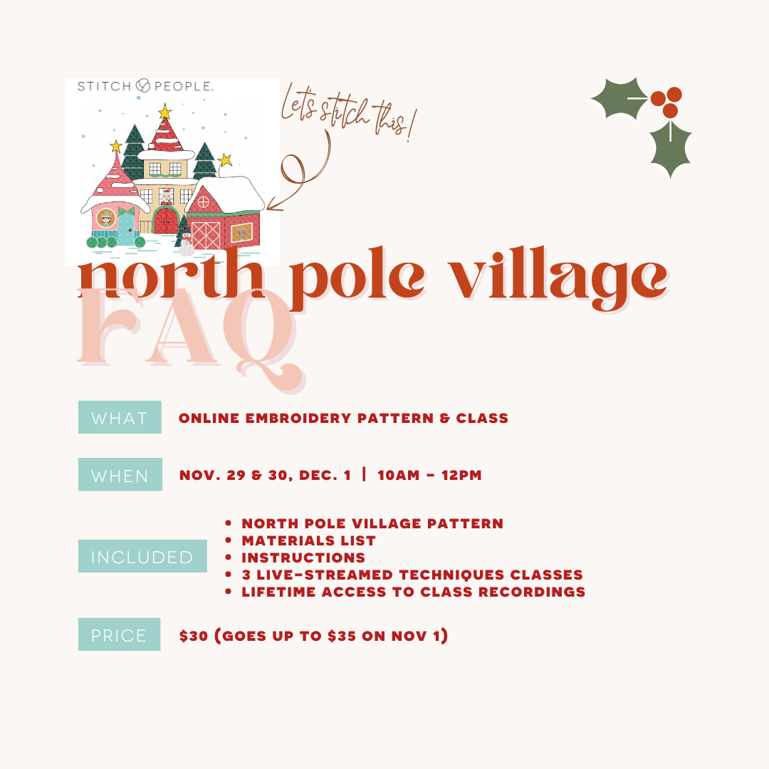 North Pole Village Embroidery Pattern & Class — 3-Part Series