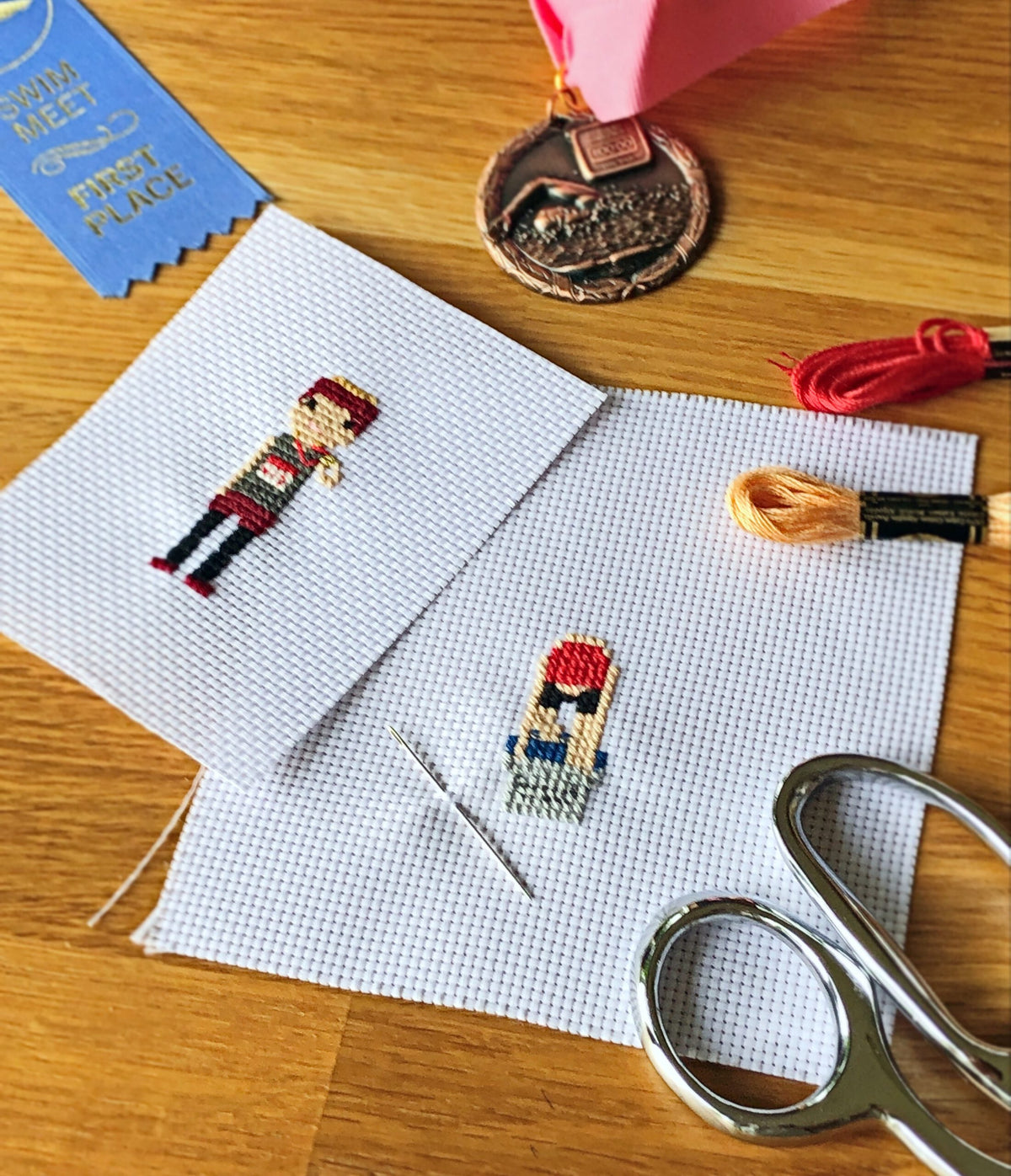 Triathlon: Swimming, Cycling & Running Sports — Cross-Stitch Patterns