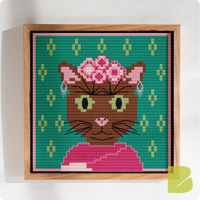 Frida Katlo — Cat Portrait Cross-Stitch Pattern