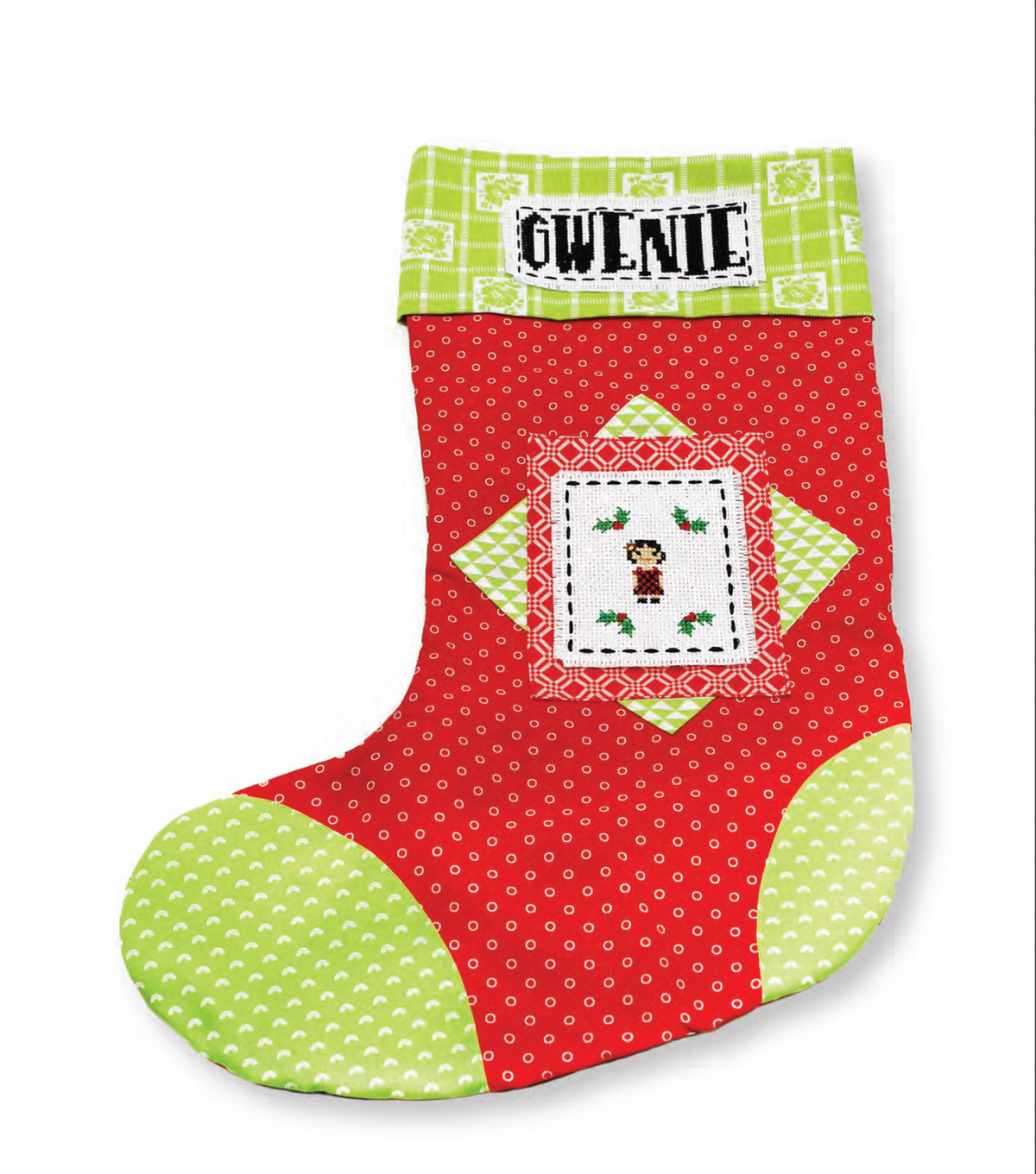 Cross-Stitched Christmas Stocking Sewing Pattern — Personalized DIY Holiday Stocking