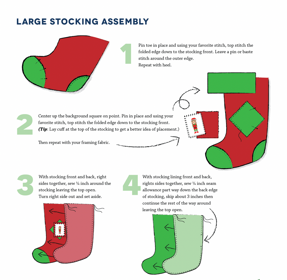 Cross-Stitched Christmas Stocking Sewing Pattern — Personalized DIY Holiday Stocking