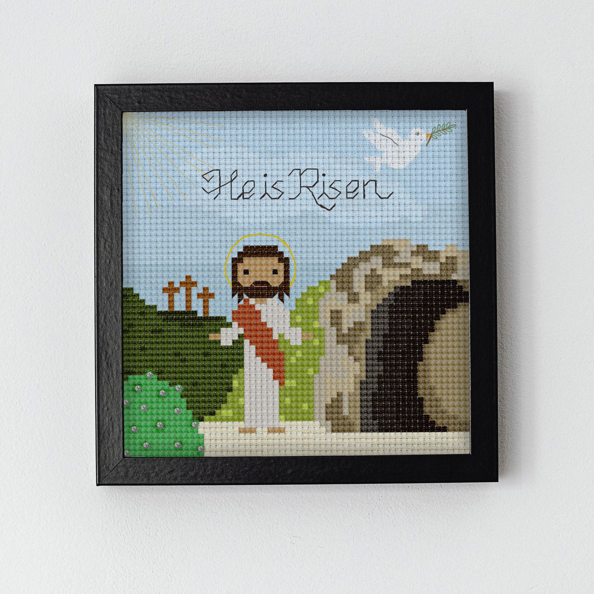 He Is Risen — Easter Cross-Stitch Pattern