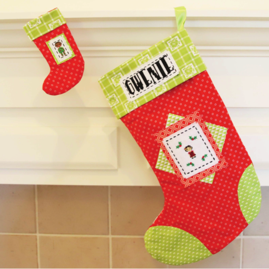 Cross-Stitched Christmas Stocking Sewing Pattern — Personalized DIY Holiday Stocking