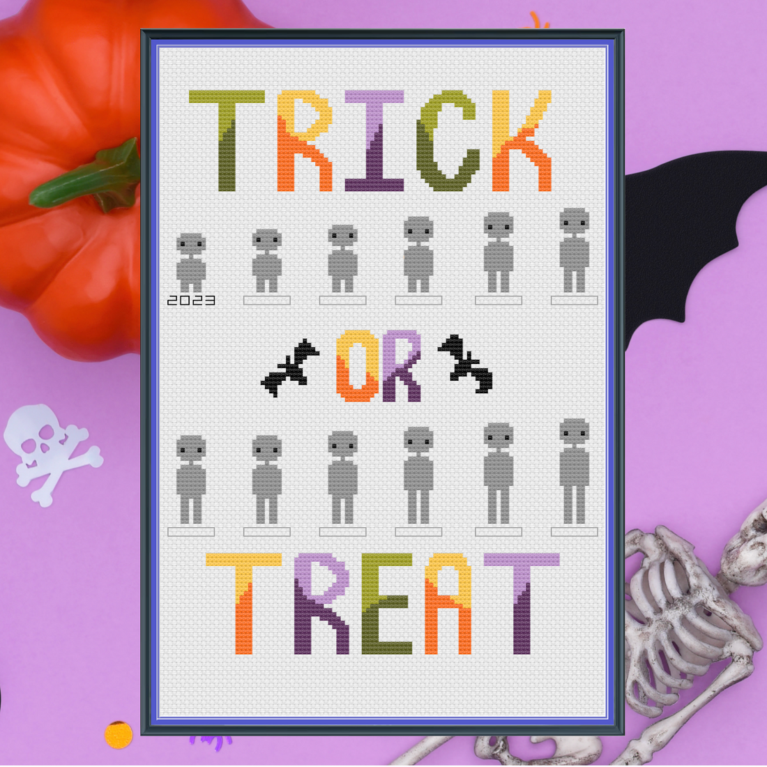 Annual Trick or Treat Costume Tracker — Cross-Stitch Pattern