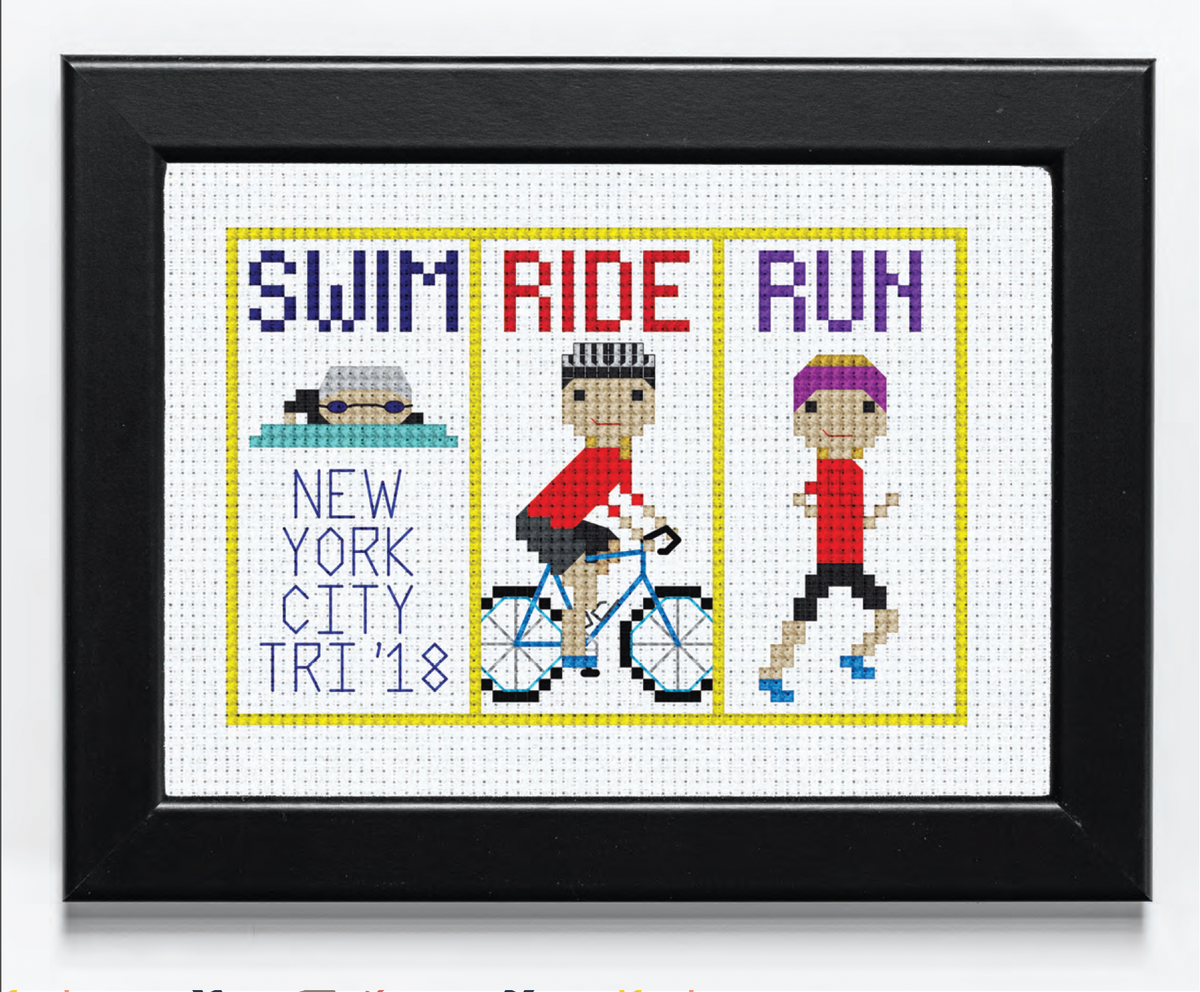 Triathlon: Swimming, Cycling & Running Sports — Cross-Stitch Patterns