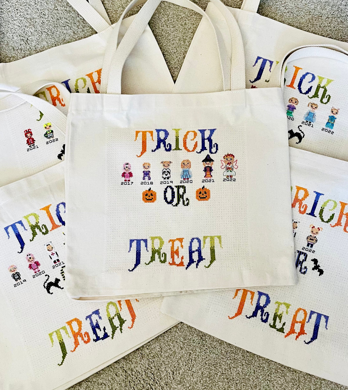 Annual Trick or Treat Costume Tracker — Cross-Stitch Pattern